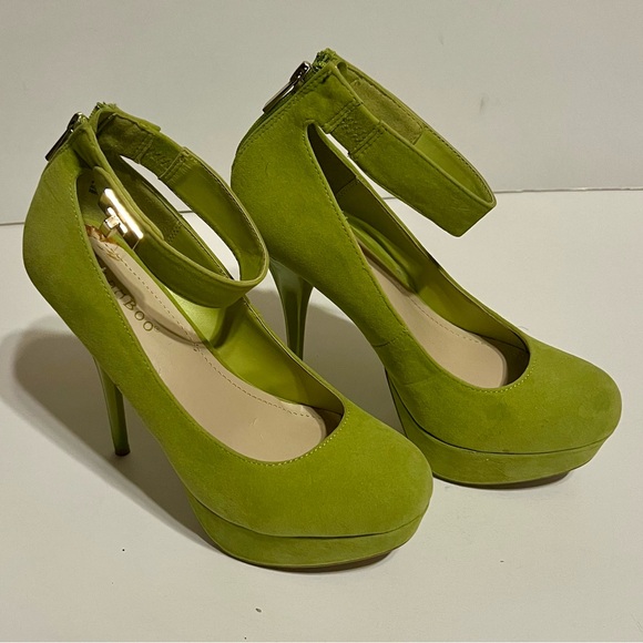 Bamboo Womens Ankle Strap High Stiletto Heel Platform Pumps Sz:7 1/2 green - Picture 2 of 5
